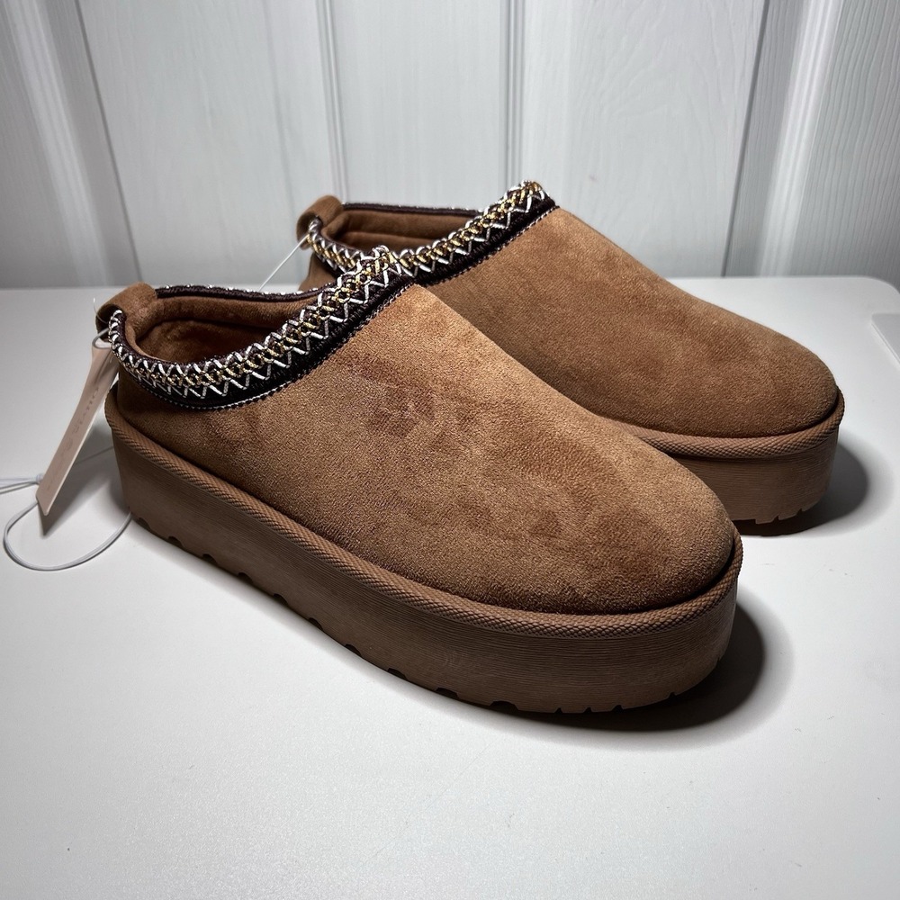 New Faux Suede Olivia & Kate Stormy Platform Slip On‎ Mules Size 10